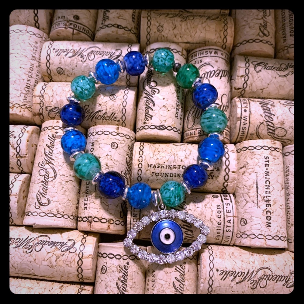 Blue All Seeing Eye 👁 Beaded Bracelet